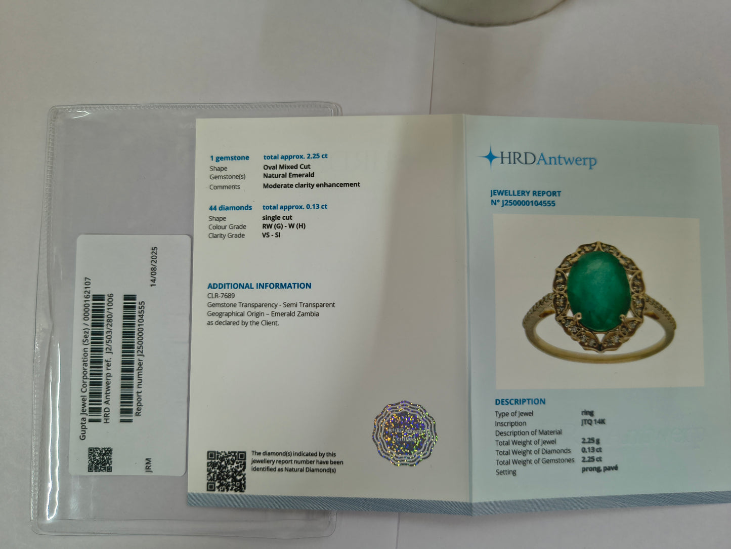 2.38 Ct Oval Mixed Cut Natural Emerald 14K Gold Ring