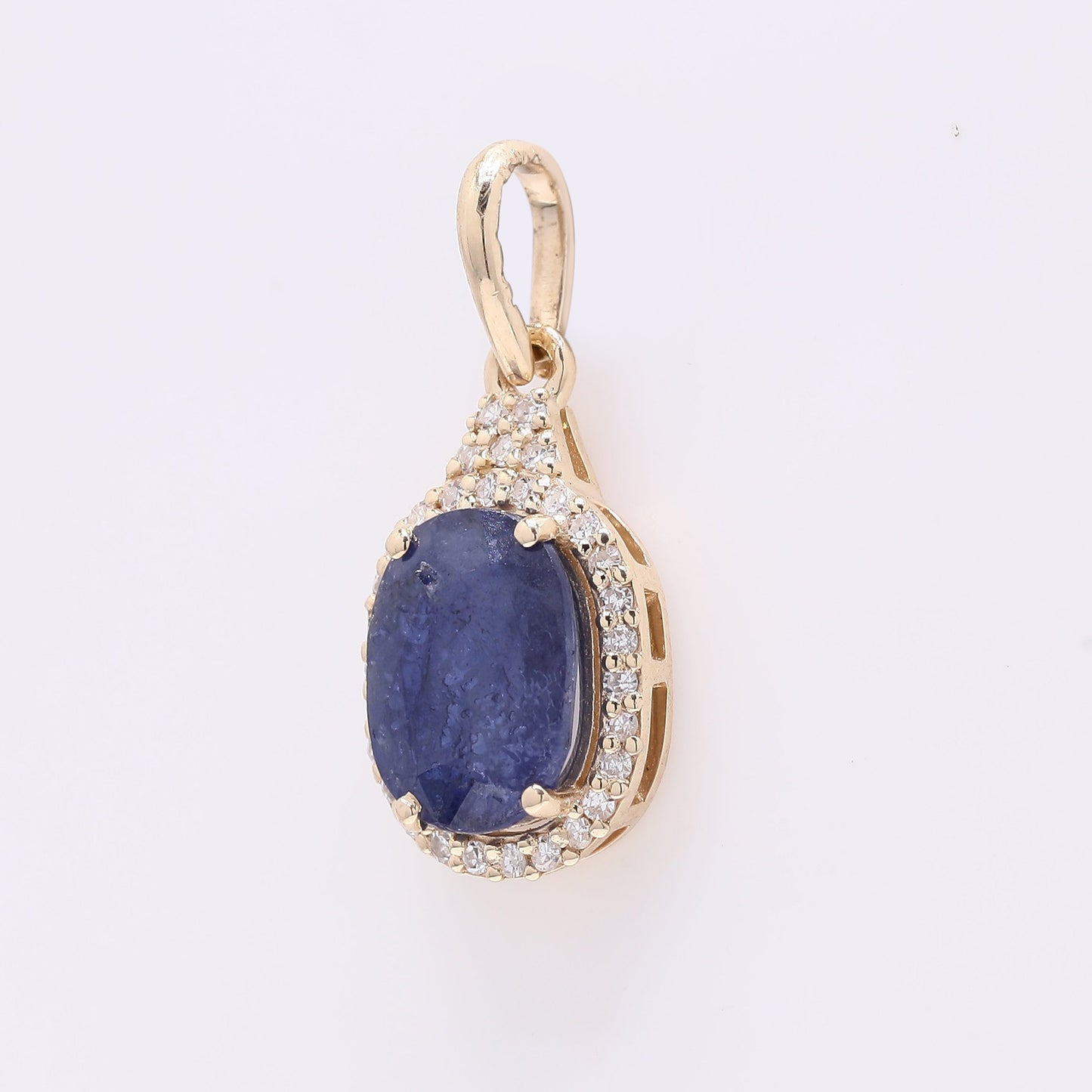 1.76 Ct Oval Mixed Cut Natural Sapphire 14K Gold Pendant