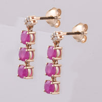 1.42 Ct Round Natural Ruby 14K Gold Earrings