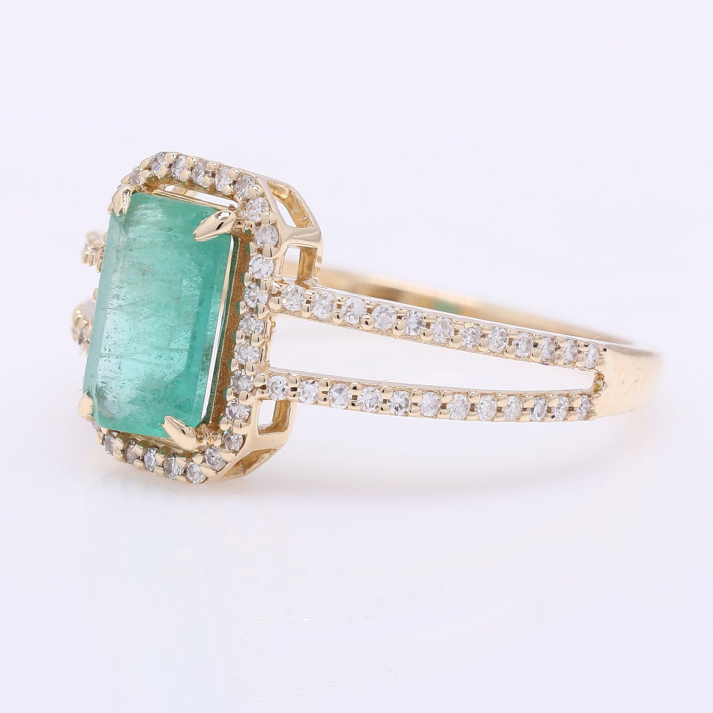 1.39 Ct Octagon Step Cut Natural Emerald 14K Gold Ring