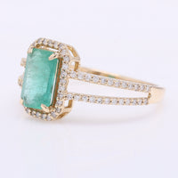 1.39 Ct Octagon Step Cut Natural Emerald 14K Gold Ring