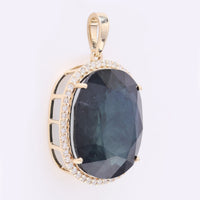 12.08 Ct Oval Mixed Cut Natural Sapphire 14K Gold Pendant
