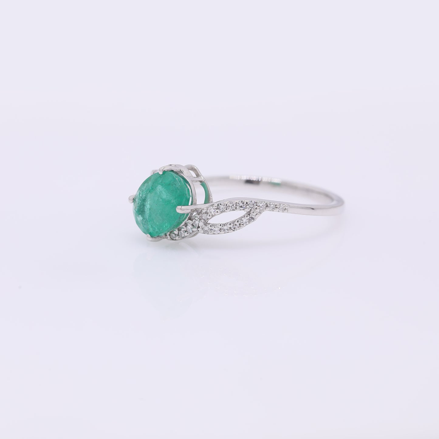 1.41 Ct Oval Mixed Cut Natural Emerald 950 Platinum Ring
