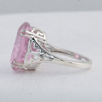 26.79 Ct Oval Pink Cz 925 Sterling Silver Ring