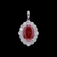 3.66 Carats Fancy Vivid Pink Lab Grown Diamond 14K Gold Pendant