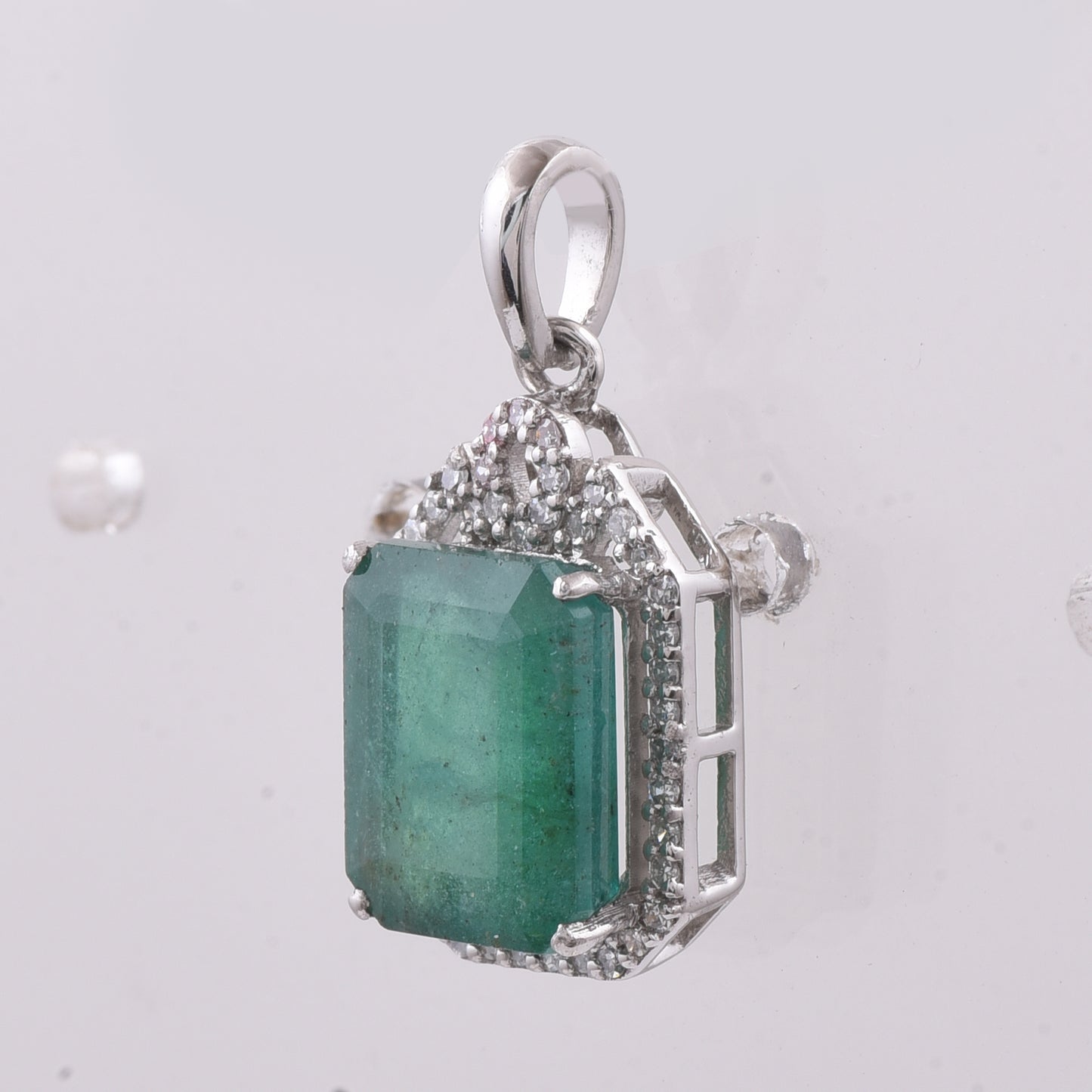 3.13 Ct Octagon Step Cut Natural Emerald 950 Platinum Pendant