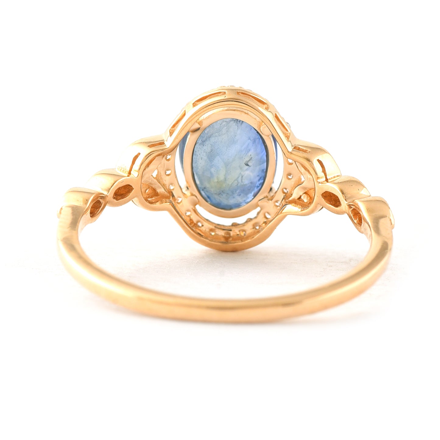 1.69 Ct Oval Mixed Cut Natural Sapphire 14K Gold Ring