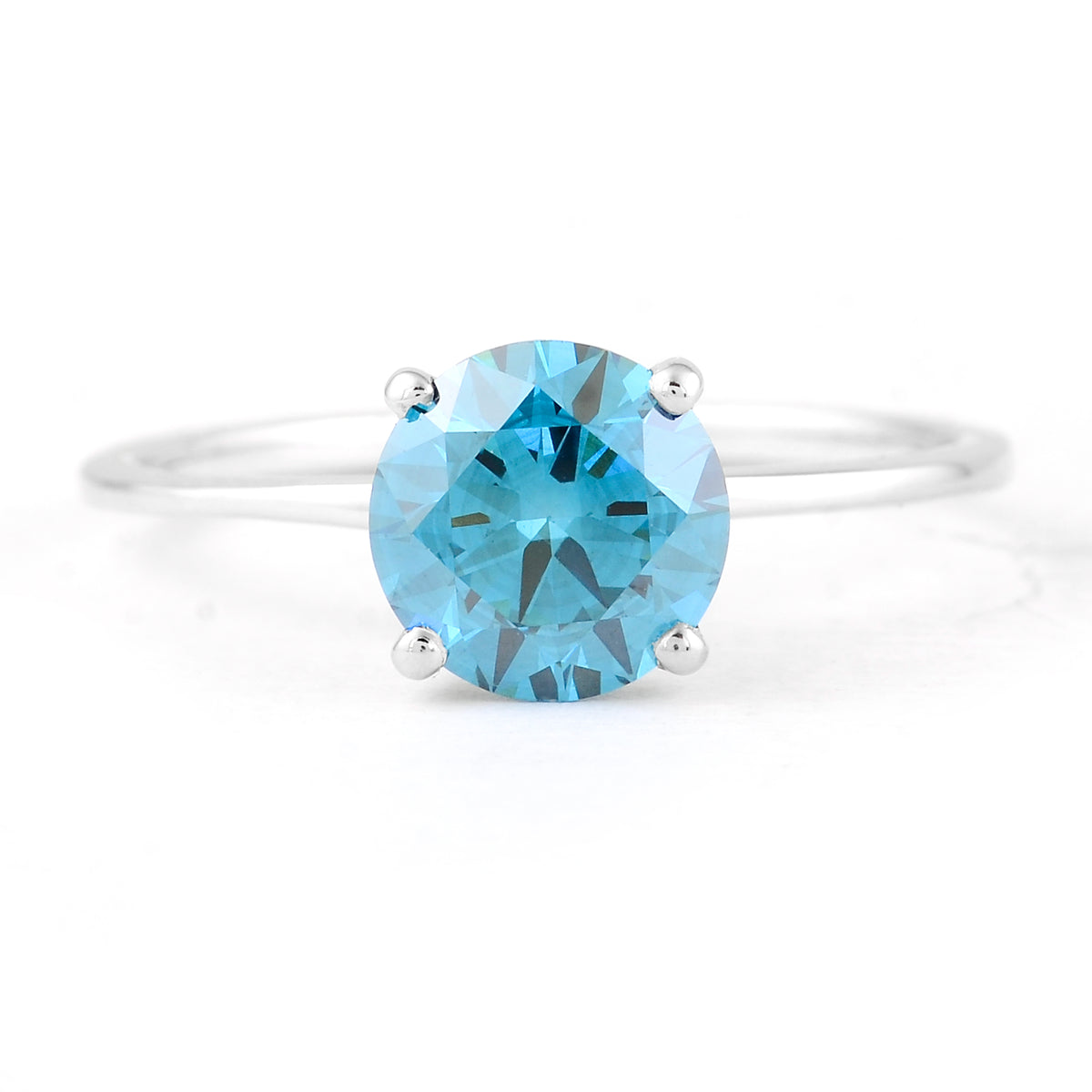 1.53 Carats Blue Lab Grown Diamond 14K Gold Ring