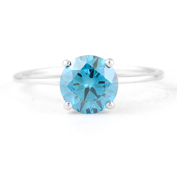 1.53 Carats Blue Lab Grown Diamond 14K Gold Ring