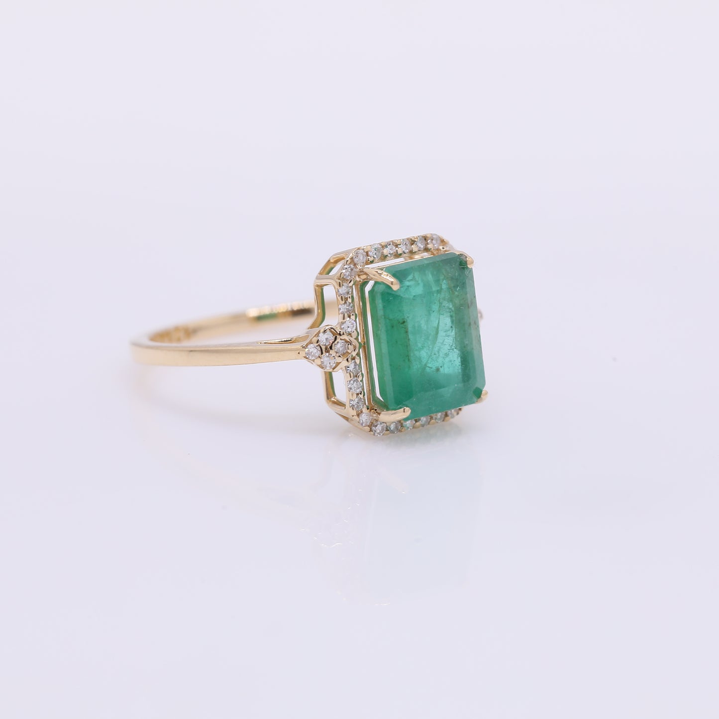 2.83 Ct Octagon Step Cut Natural Emerald 14K Gold Ring