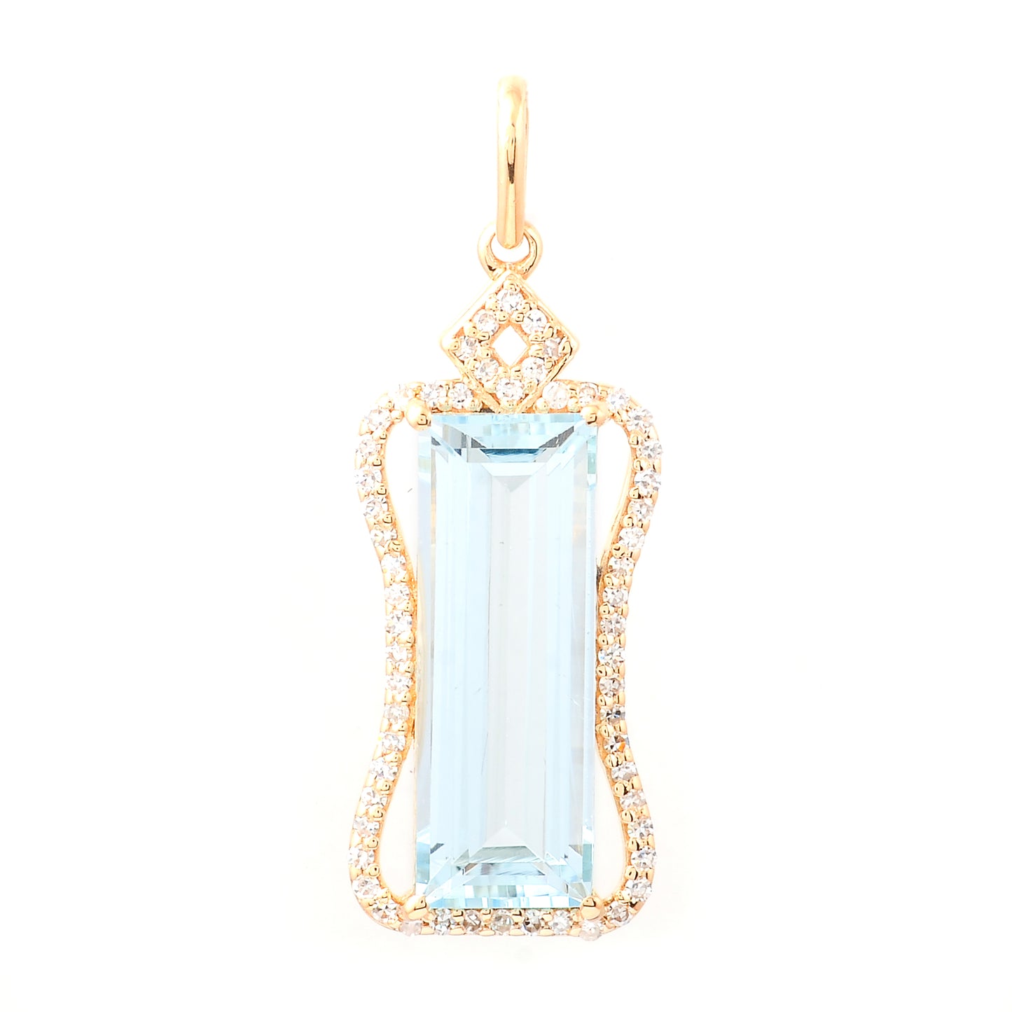 4.01 Ct Rectangle Step Cut Natural Aquamarine 14K Gold Pendant
