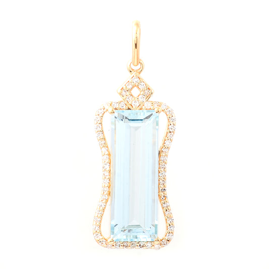4.01 Ct Rectangle Step Cut Natural Aquamarine 14K Gold Pendant