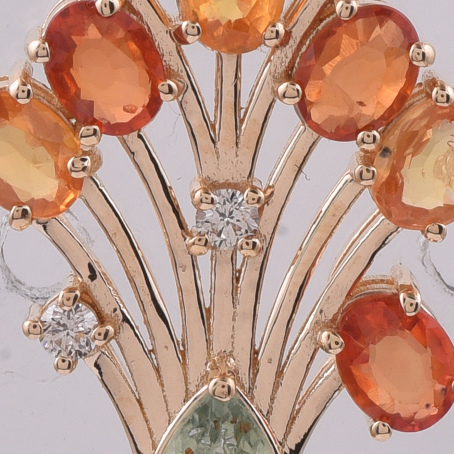 1.74 Ct Pear, Oval Natural Multi-Coloured Sapphire 14K Gold Pendant