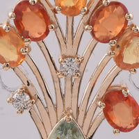1.74 Ct Pear, Oval Natural Multi-Coloured Sapphire 14K Gold Pendant