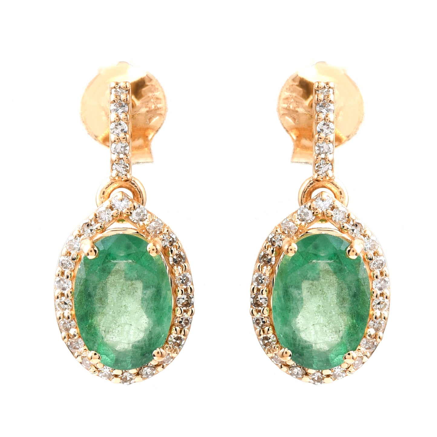 1.76 Ct Oval Emerald 14K Gold Earrings
