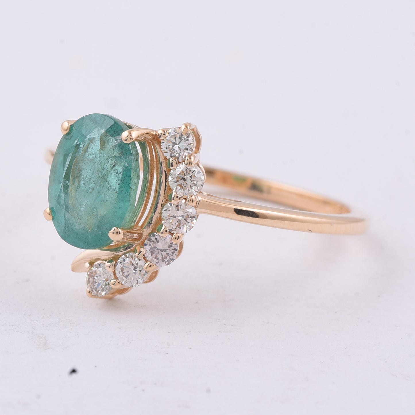 1.54 Ct Oval Natural Emerald 14K Gold Ring