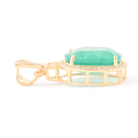 3.42 Ct Oval Natural Emerald 14K Gold Pendant
