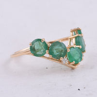 2.27 Ct Round Natural Emerald 14K Gold Ring
