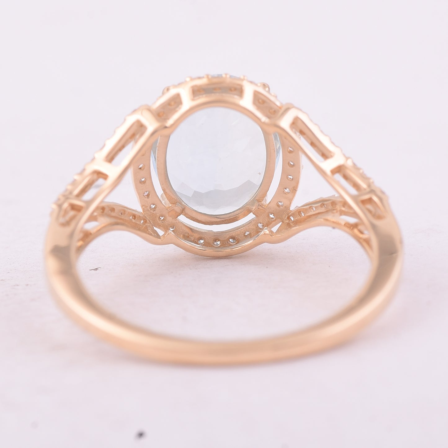 1.96 Ct Oval Mixed Cut Natural Aquamarine 14K Gold Ring