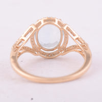 1.96 Ct Oval Mixed Cut Natural Aquamarine 14K Gold Ring