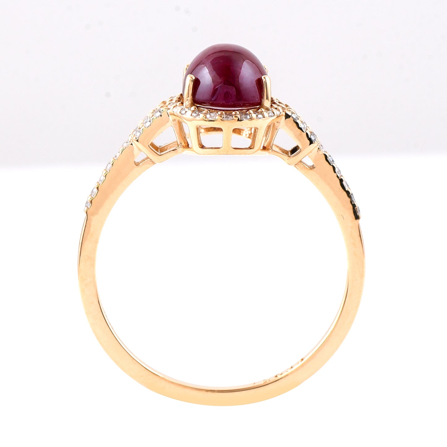 2.39 Ct Oval Cabochon Cut Natural Ruby 14K Gold Ring