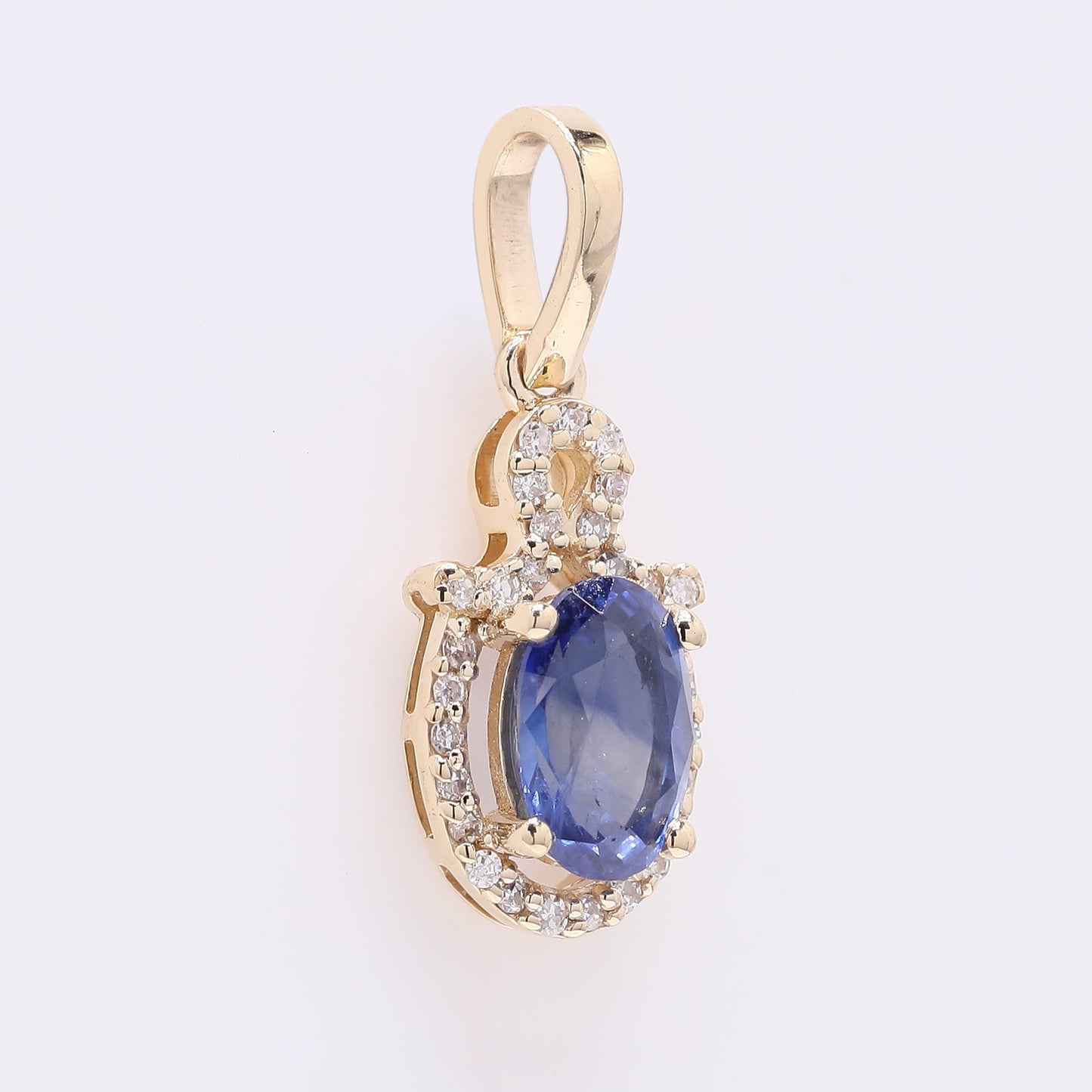 1.07 Ct Oval Mixed Cut Natural Sapphire 14K Gold Pendant
