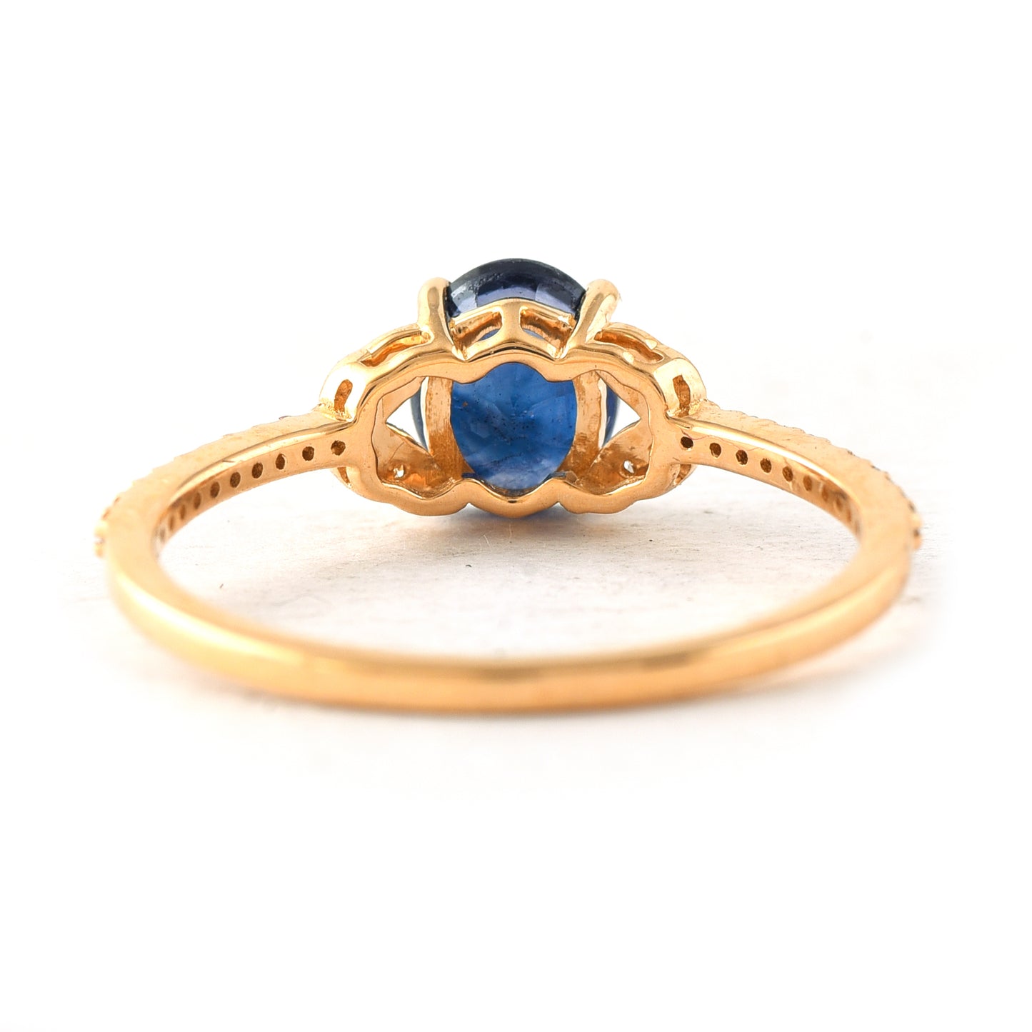 1.40 Ct Oval Mixed Cut Natural Sapphire 14K Gold Ring