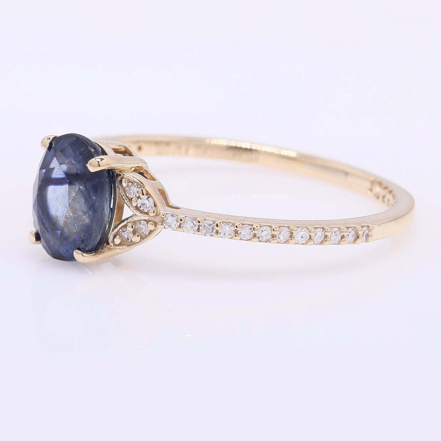1.43 Ct Oval Mixed Cut Natural Sapphire 14K Gold Ring