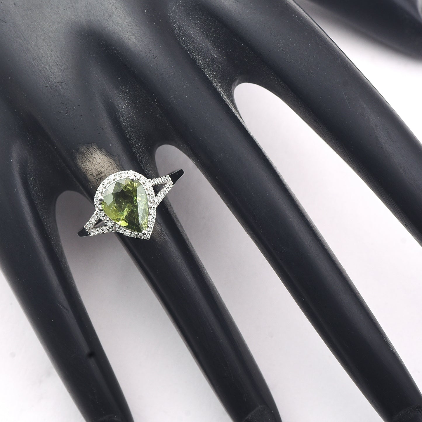 2.06 Ct Pear Mixed Cut Natural Green Sapphire 950 Platinum Ring