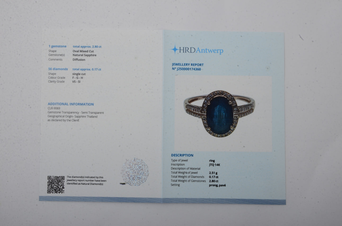 2.97 Ct Oval Mixed Cut Natural Sapphire 14K Gold Ring