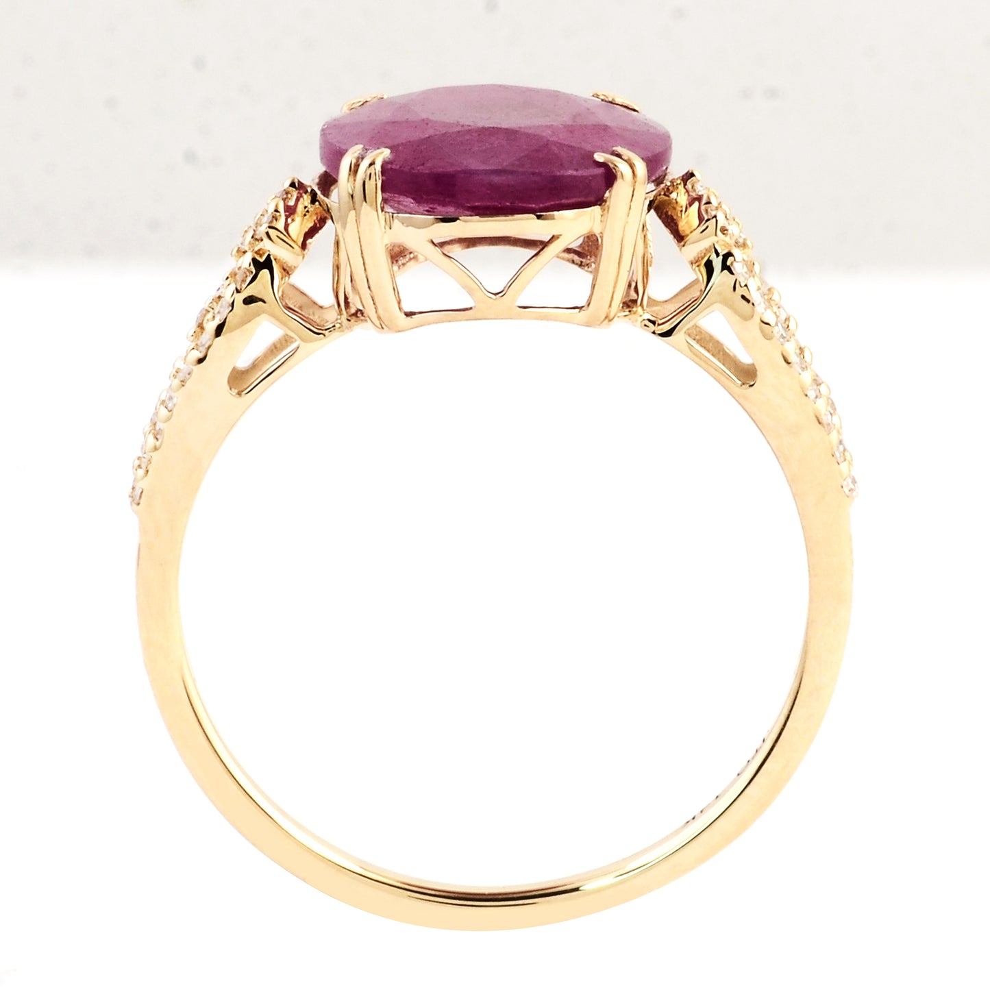 3.86 Ct Oval Mixed Cut Natural Corundum Ruby 14K Gold Ring