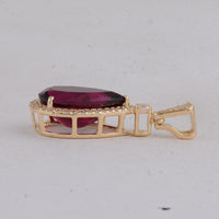 2.95 Ct Pear Rubellite 9K Gold Pendant