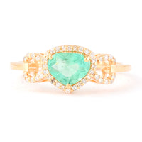 0.84 Ct Pear Mixed Cut Natural Emerald 14K Gold Ring