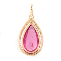 5.31 Ct Pear Cabochon Natural Pink Tourmaline 14K Gold Pendant