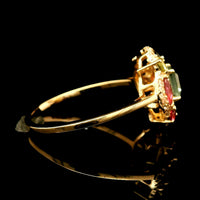 1.13 Ct Square Multi Tourmaline 14K Gold Ring