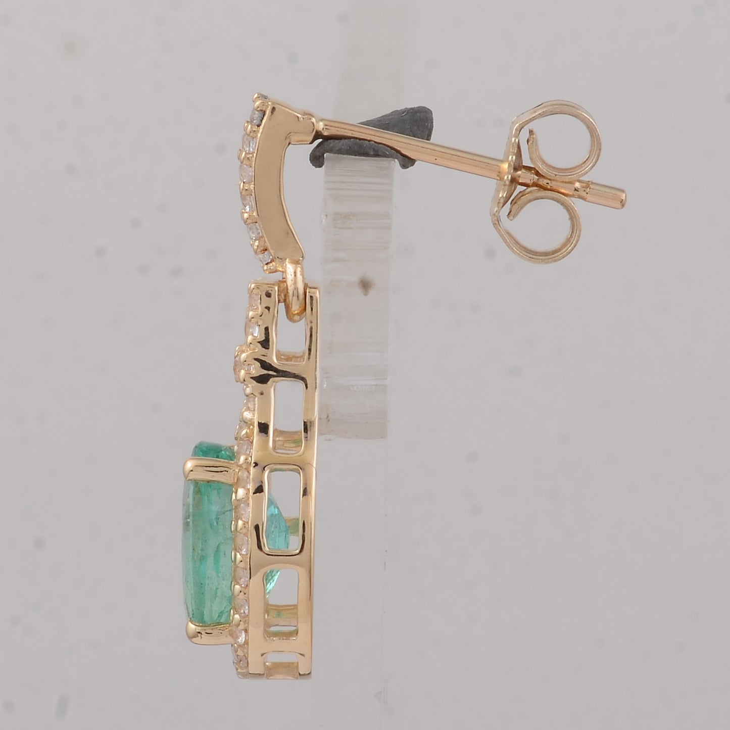 2.10 Ct Oval Emerald 9K Gold Earrings
