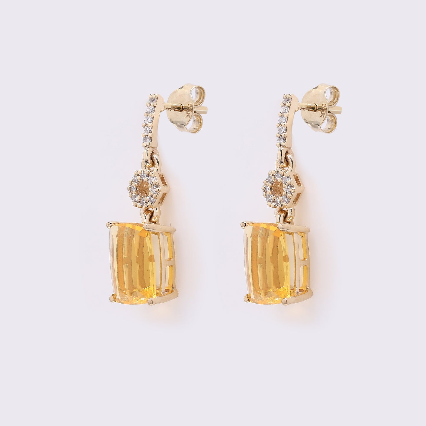 1.95 Ct Cushion Mixed Cut Natural Fire Opal 14K Gold Earrings