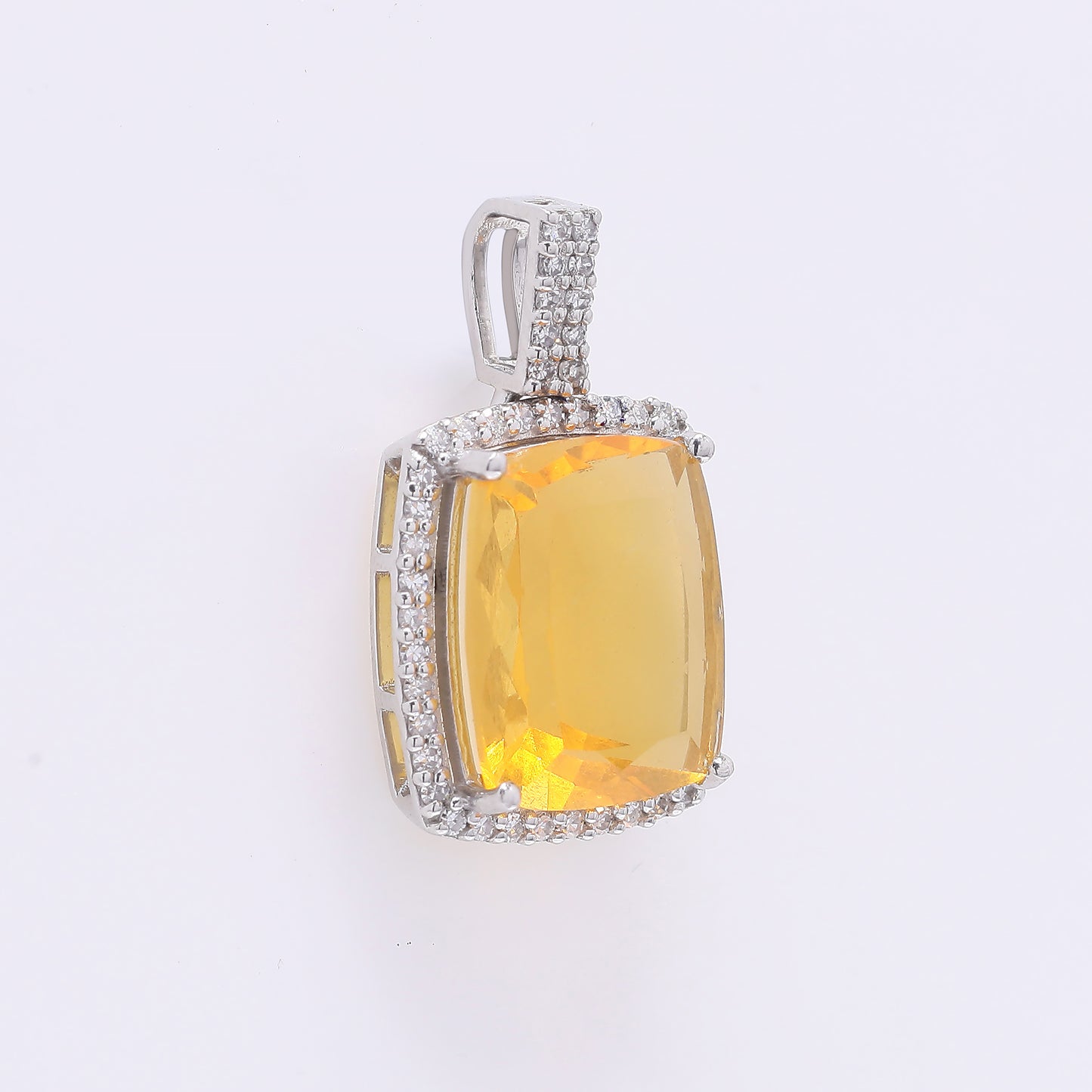 3.10 Ct Cushion Mixed Cut Natural Fire Opal 950 Platinum Pendant