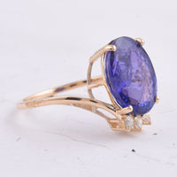 6.92 Ct Oval Natural Tanzanite 14K Gold Ring