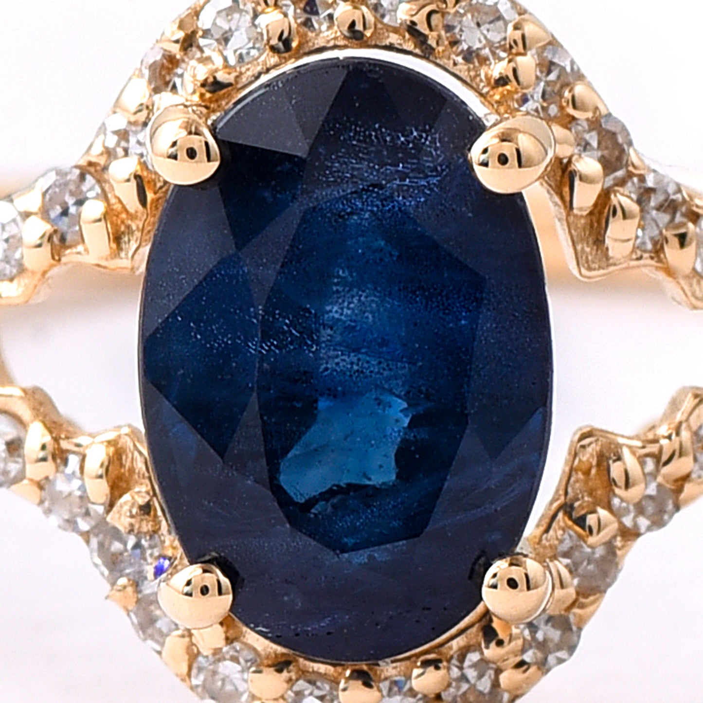 1.18 Ct Oval Mixed Cut Natural Sapphire 14K Gold Ring