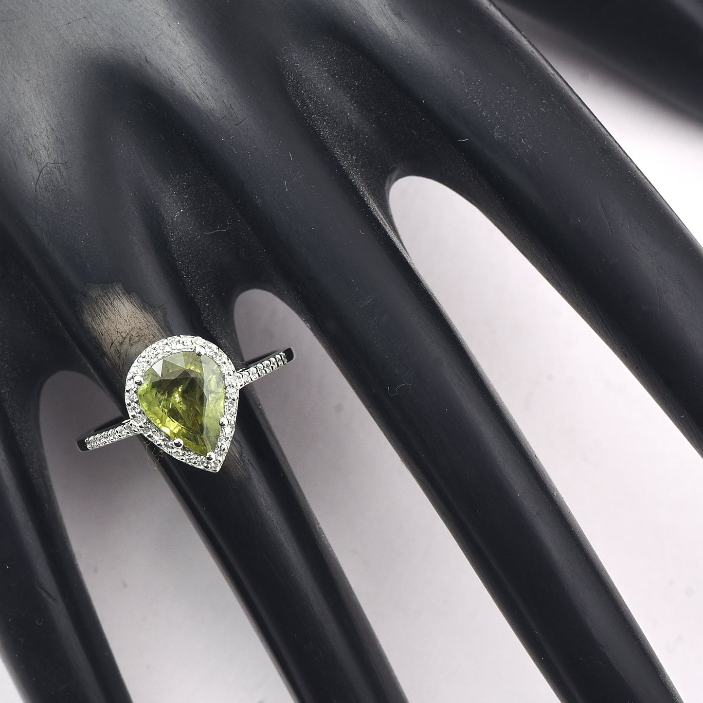 1.78 Ct Pear Mixed Cut Natural Green Sapphire 950 Platinum Ring