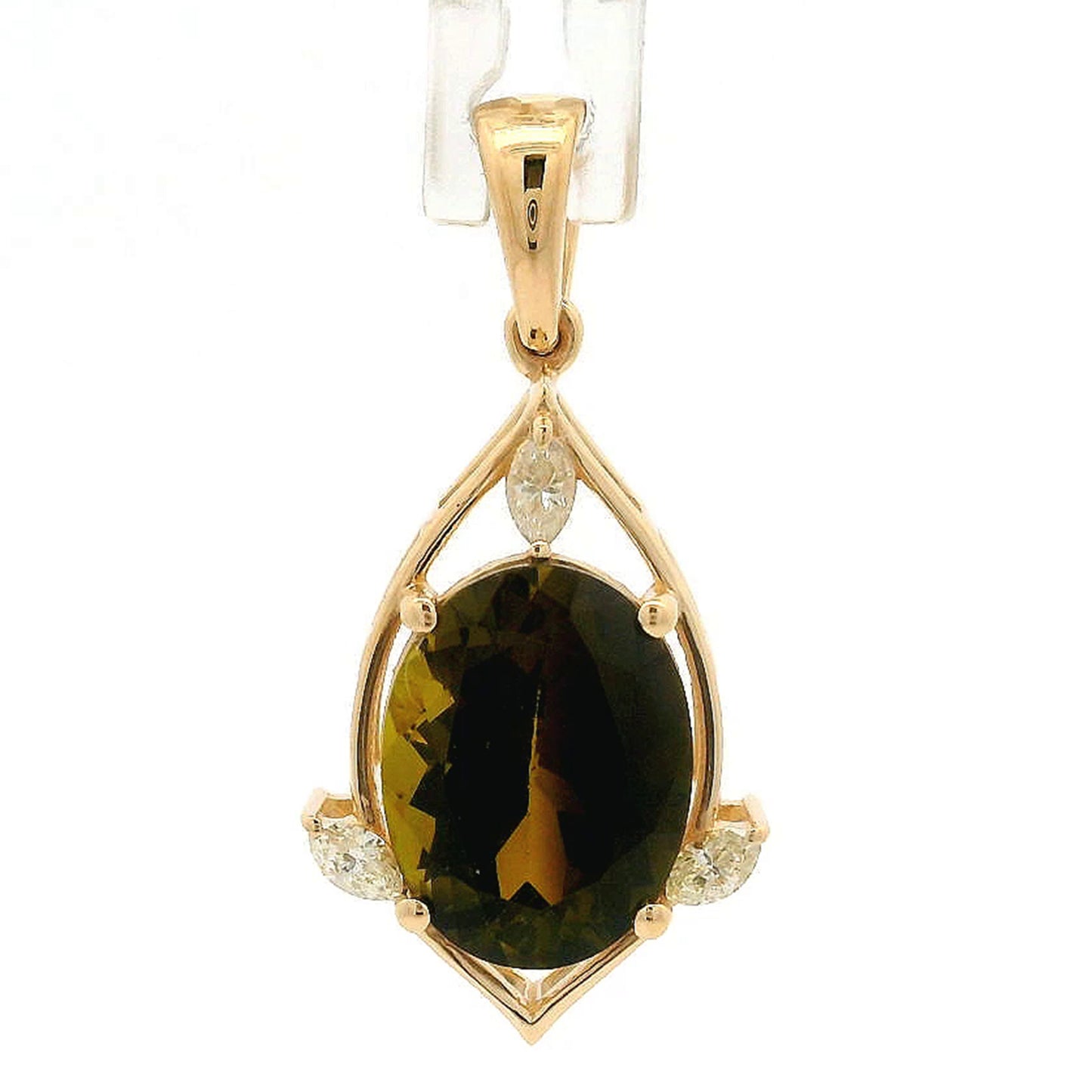 2.04 Ct Oval Tourmaline 14K Gold Pendant