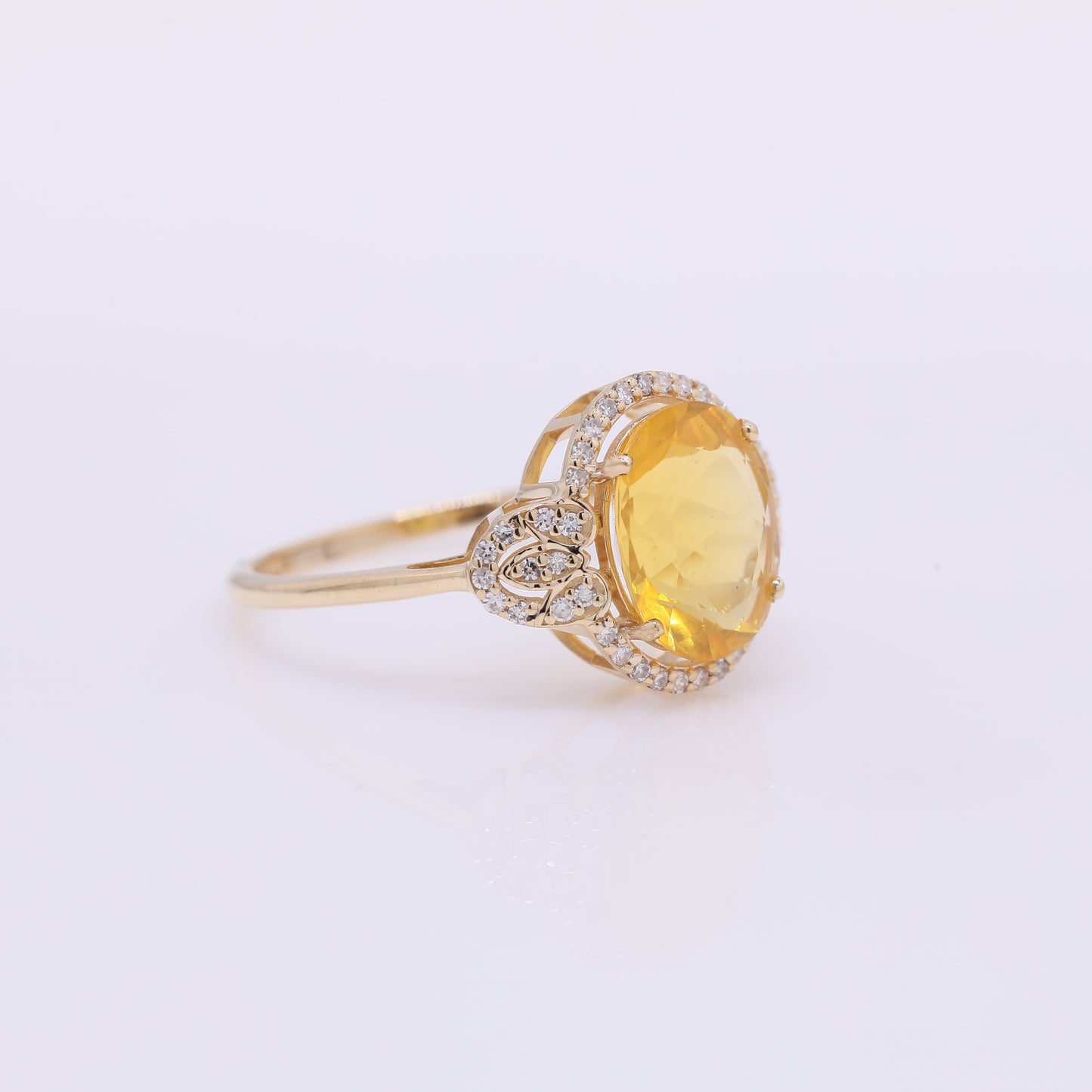 1.84 Ct Oval Mixed Cut Natural Fire Opal 14K Gold Ring