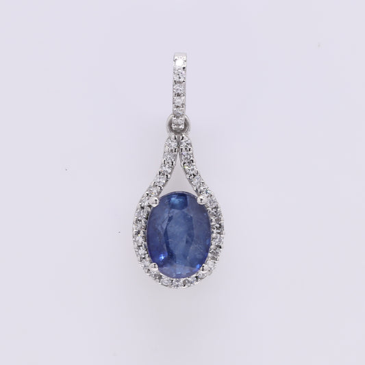 1.38 Ct Oval Mixed Cut Natural Sapphire 950 Platinum Pendant