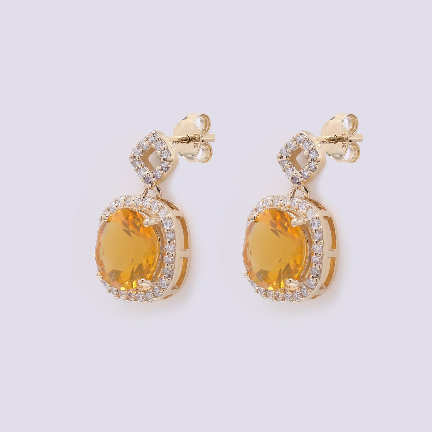 1.85 Ct Round Mixed Cut Natural Fire Opal 14K Gold Earrings