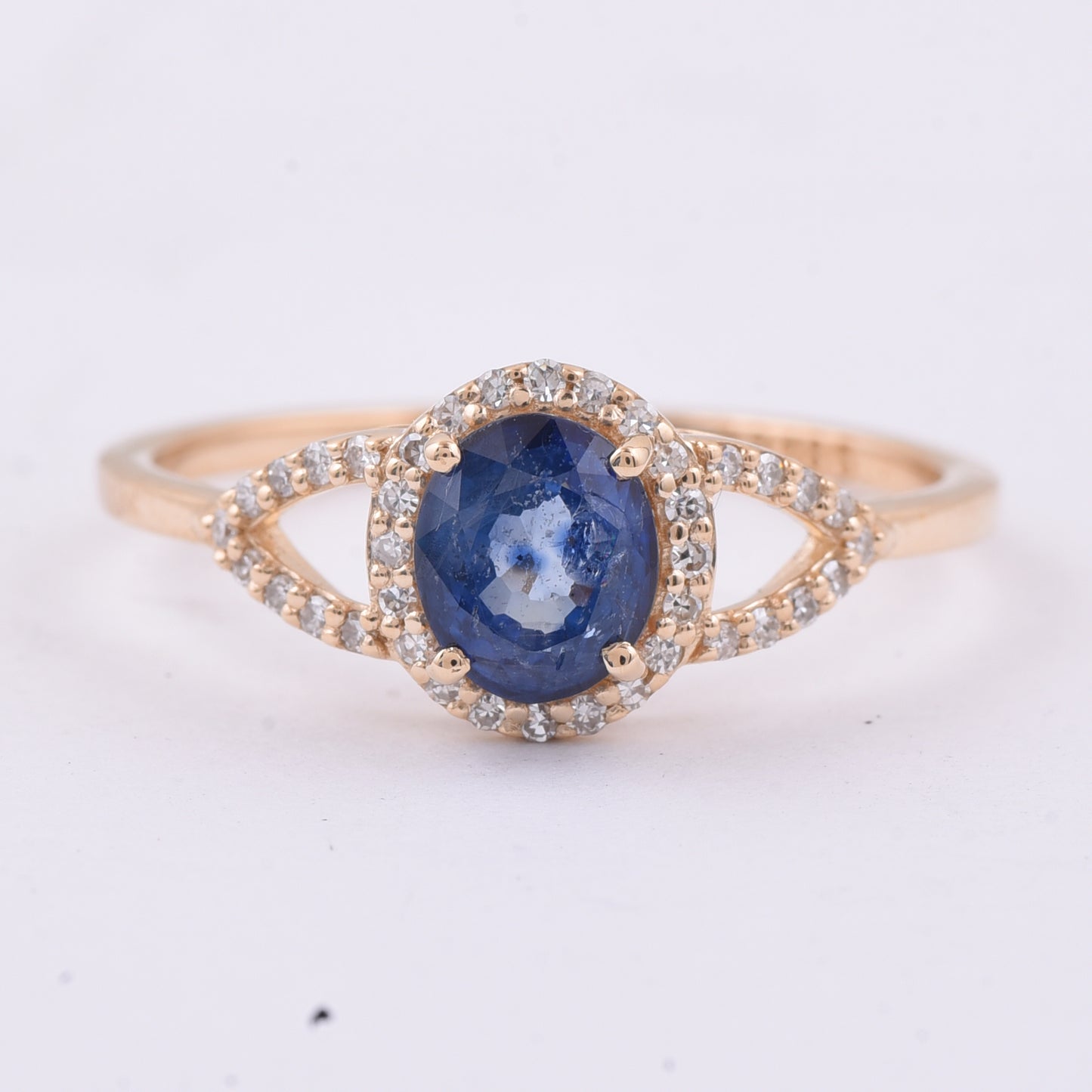 1.14 Ct Oval Natural Sapphire 14K Gold Ring