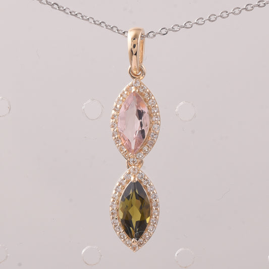 1.03 Ct Marquise Tourmaline 9K Gold Pendant