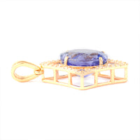 3.55 Ct Oval Mixed Cut Natural Tanzanite 14K Gold Pendant