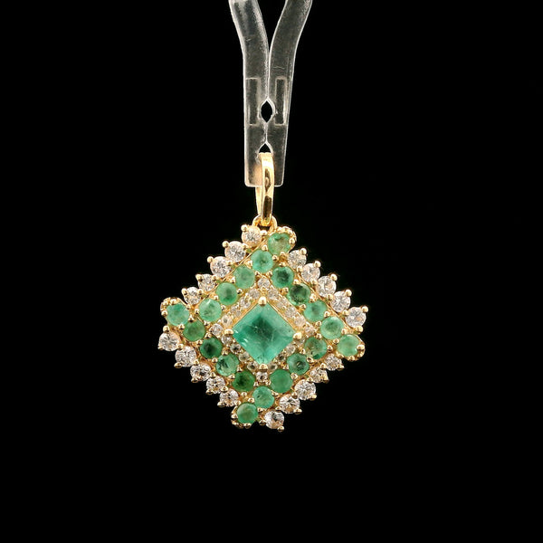 1.47 Ct Square Emerald 14K Gold Pendant