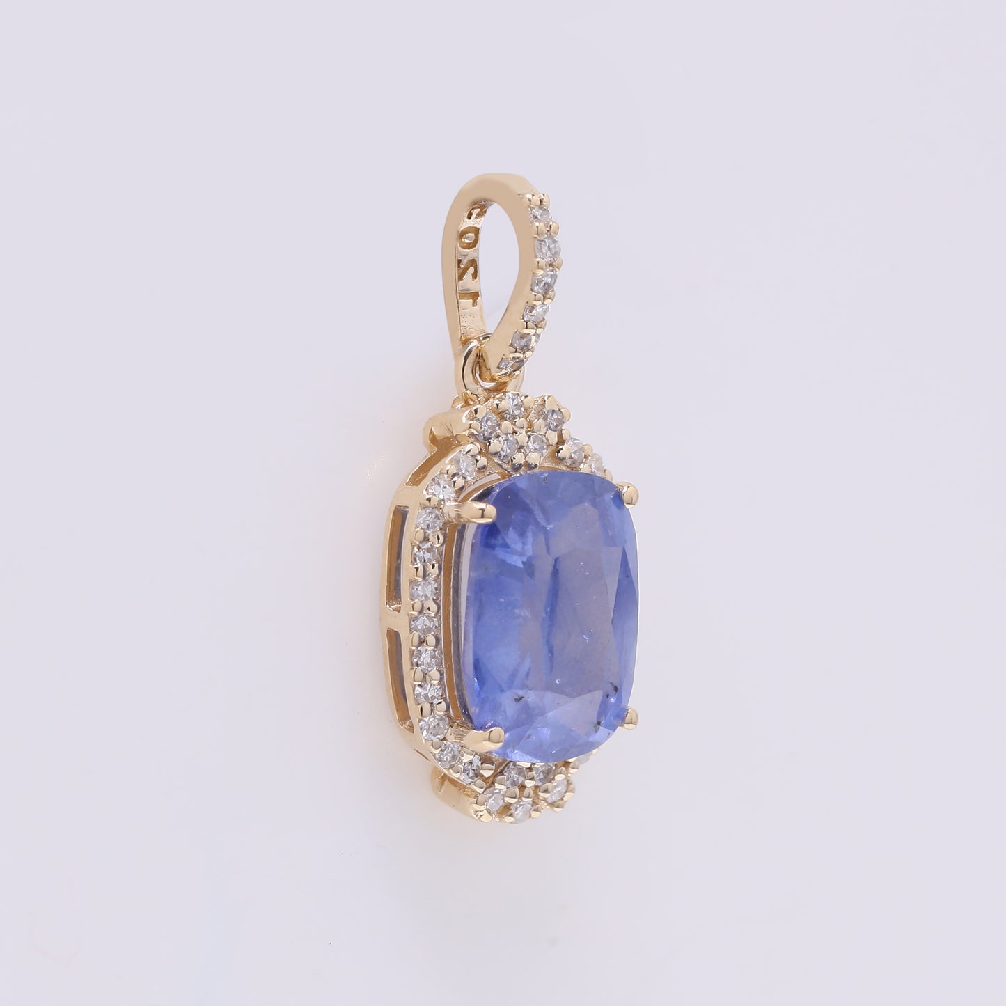 2.40 Ct Cushion Mixed Cut Natural Sapphire 14K Gold Pendant